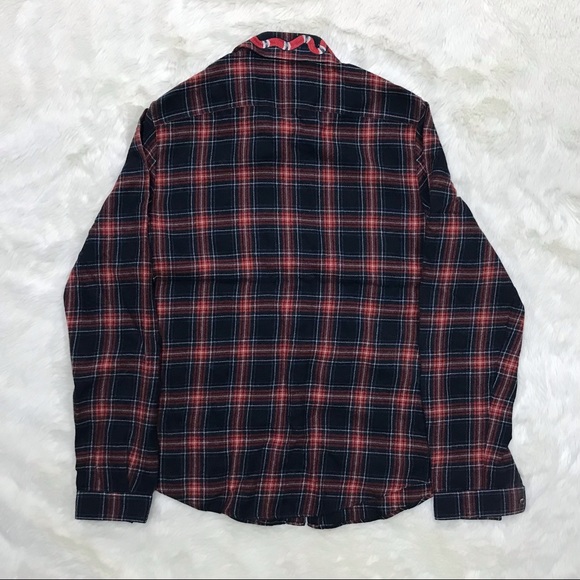 GUCCI Flannel Button Up Shirt - Embroidered Snake Pattern - Made in Italy - Picture 4 of 7